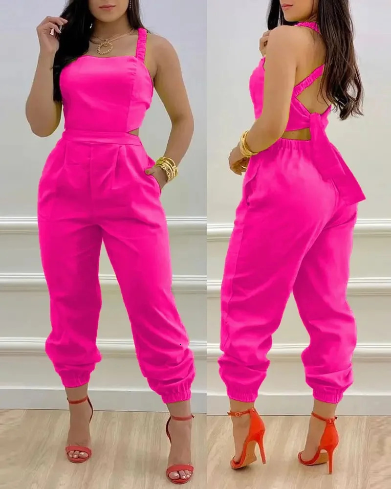 Womens for Jumpsuit Elegant Sexy Suspender Printed Jumpsuits Casual Hip Waist Overalls Romper For Women Spring Summer 250227