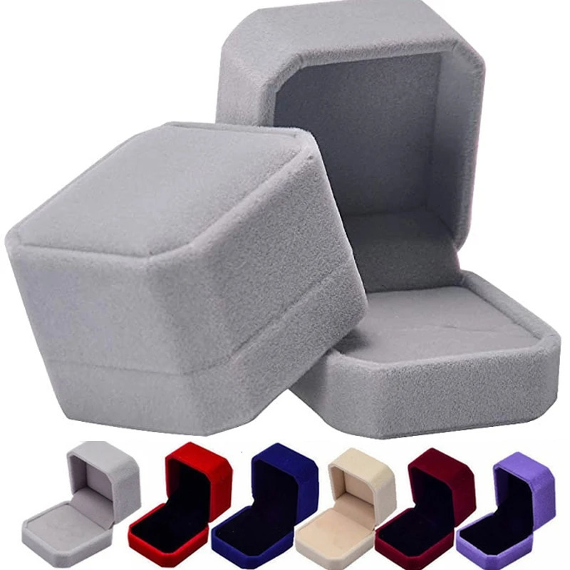 12PCS Square Velvet Ring Box Jewelry Case Storage Organizer Gift Packaging Box Portable Travel Wedding Wholesale 250222