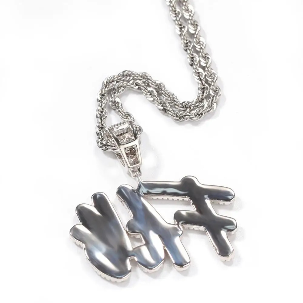 UWIN Custom Cursive Writing Name Pendant Necklace Full Iced Colorful CZ Stones Personalized Fashion Hip Hop Jewelry for Gift 250227