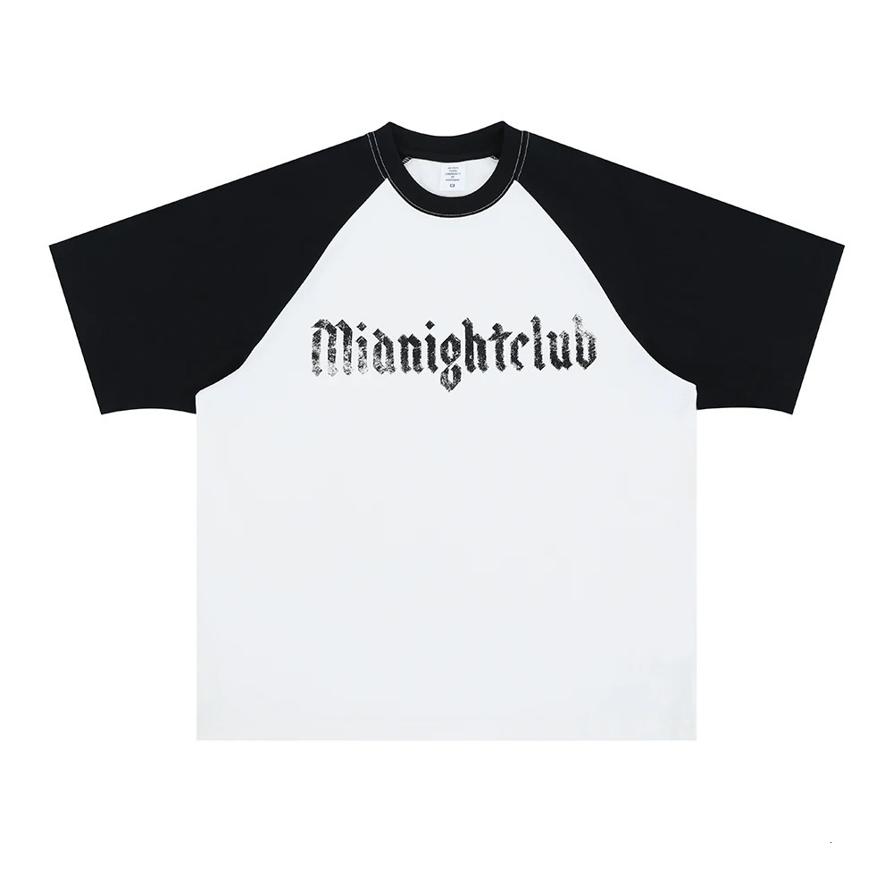 Superway Original Letter Printed T-Shirt Men Patchwork Cotton Short Sleeves Tees High Street Retro American Style Tops 250225