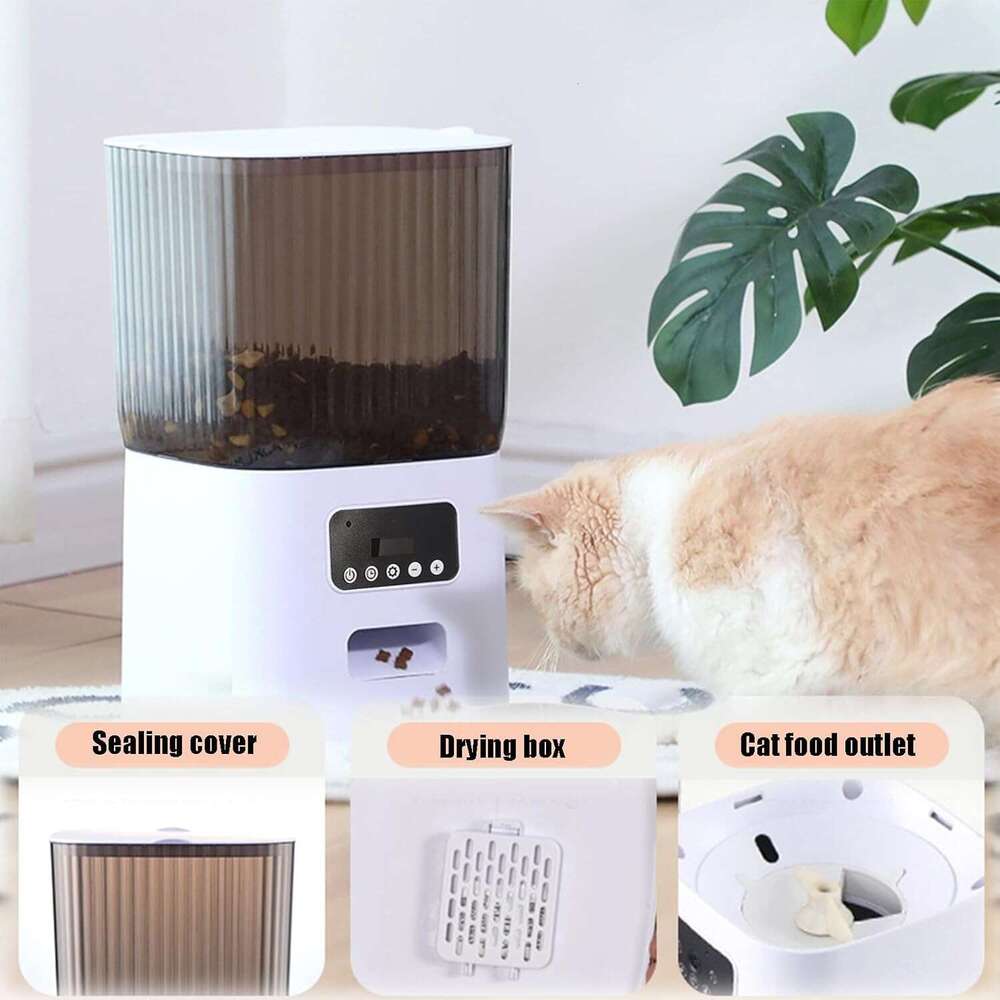 free shipping DHpet 5L Smart Automatic Cat Feeder - with Fully Enclosed Freshness Chamber & LCD Display for Intelligent Feeding