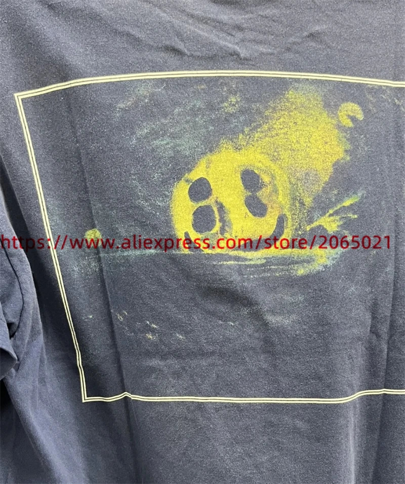 fw TShirt Men Women High Quality Washed Blue Tee Tops Vintage T Shirt 250226