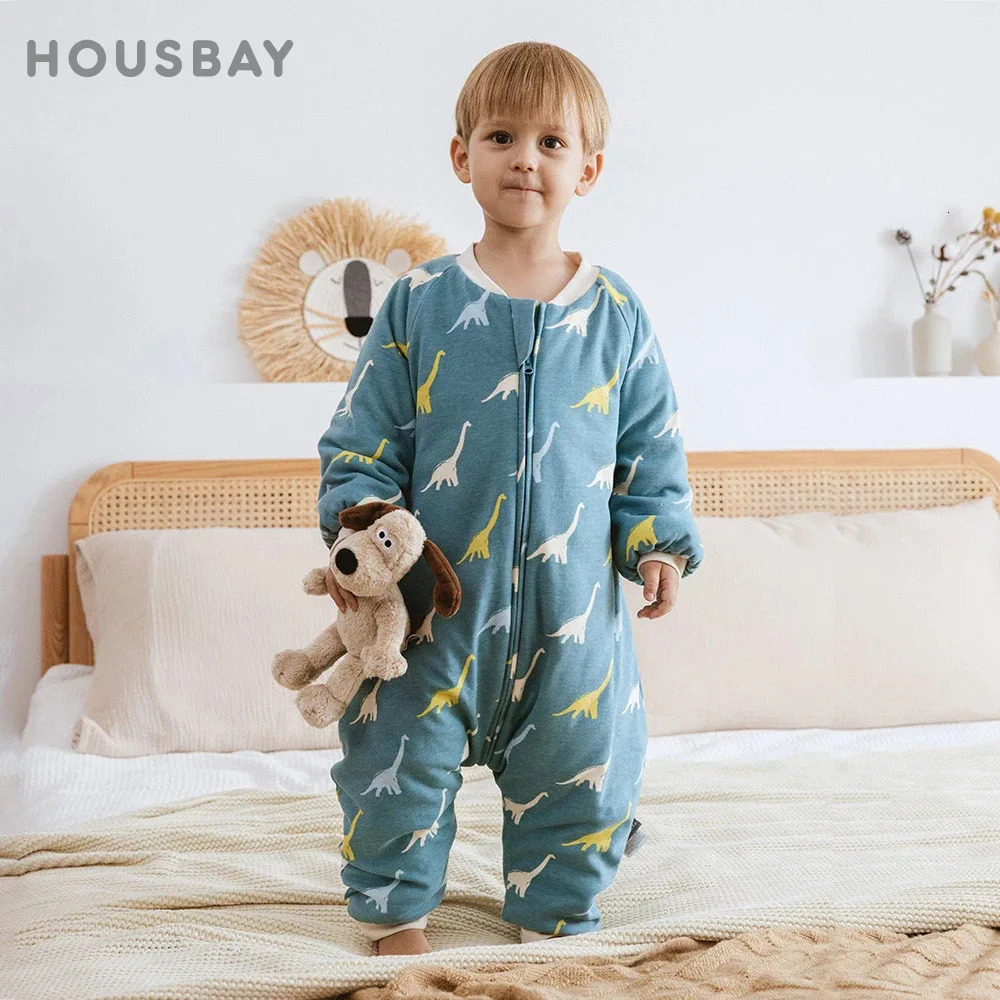 Baby Sleeping Bag Dinosaur Sleep Sack 2.5Tog Winter Warm Kids Play Suits In Room Sleepwear Sleeping Bag For Children 1-4Years 250227