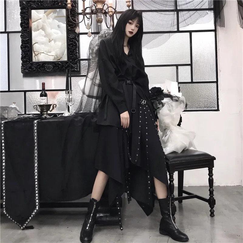 Y2k Skirt Cosplay Punk Womens Steampunk Gothic Vintage Victorian Gypsy Hippie Party Harajuku Black Skirt 250224