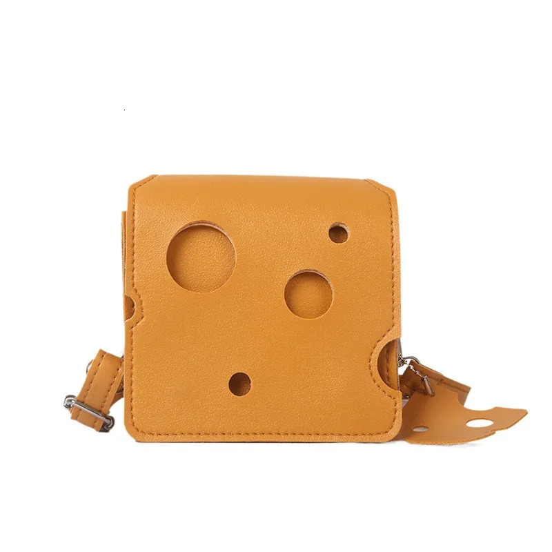 Ship from US Niche n Trendy Cute Mini Hole Cheese Triangle Lipstick Earphones Crossbody Change Small Square Bag 250227FBB