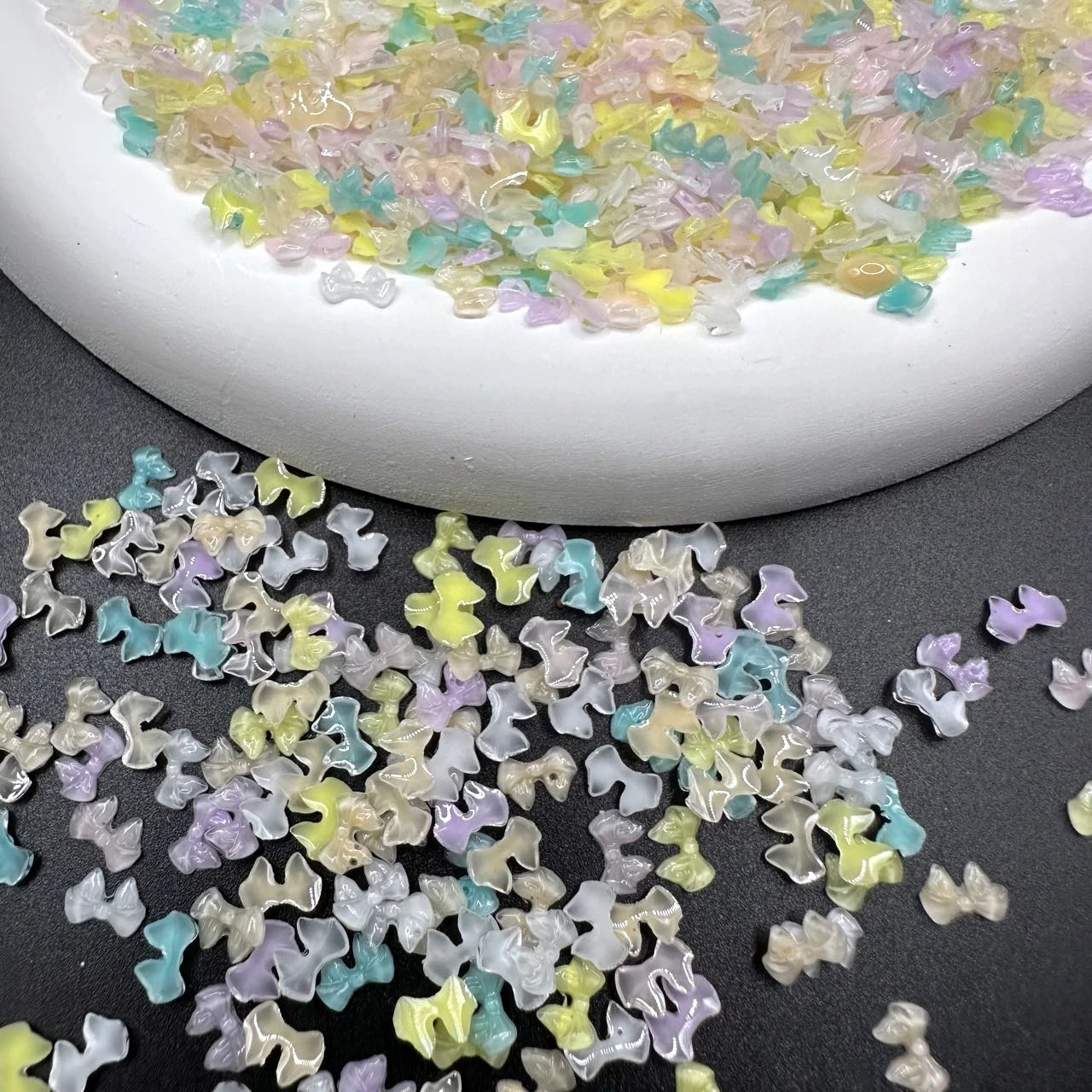 50pcs Transparent Bow Nail Art Parts Charms Bulk Shiny Mini Resin Ribbon s DIY Summer Decor Accessories 250217