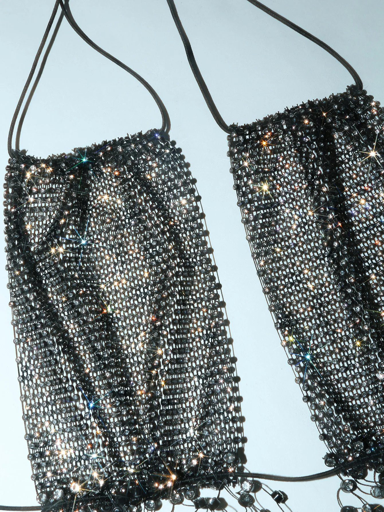 y Shiny Rhinestone Backless Tank Top For Women Sexy V Neck Halter Mesh Diamonds Tassel Camisole Party Club Sling 250226