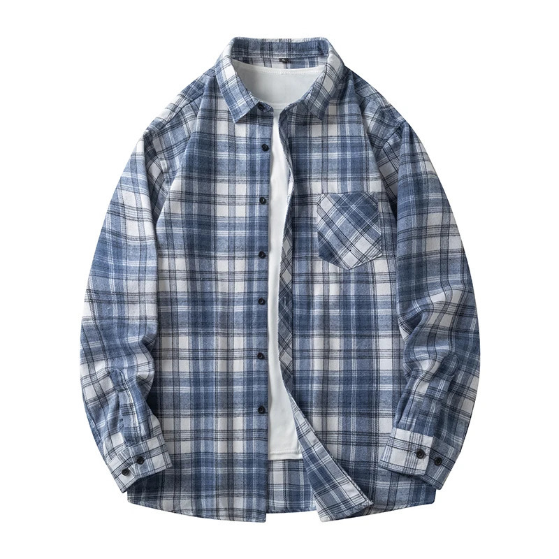 Flannel Mens Checkered Shirts Long Sleeve Soft Plaid Shirt for Men Leisure Classical Vintage Comfortable Man Clothing 250226