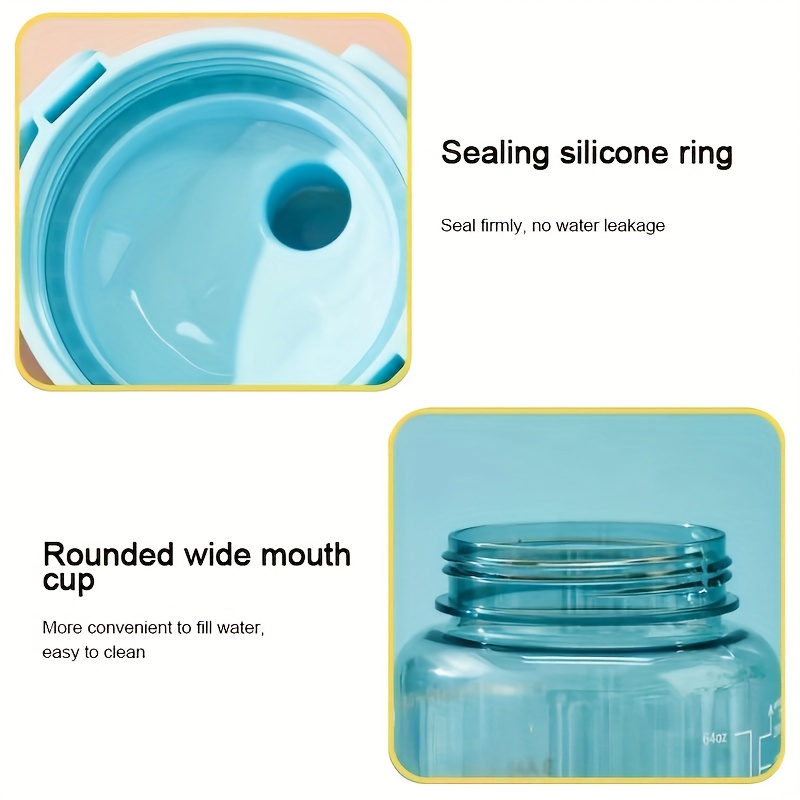 2 Litre Gym Sports Bottle Drinking Jug Motivational Gallon Water Bottle with Time Keeping Marker and Straw