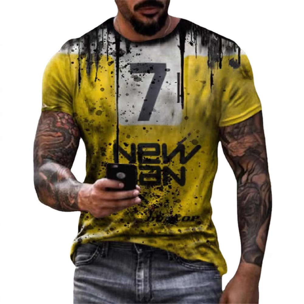 Designer 2025 Round Neck Summer Casual Youth Printed Basic Shirt T-shirt Men's Top