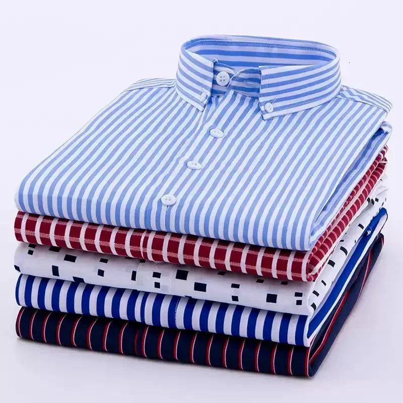High quality mens shirt striped pattern checkered long sleeved button up y clothing 250226