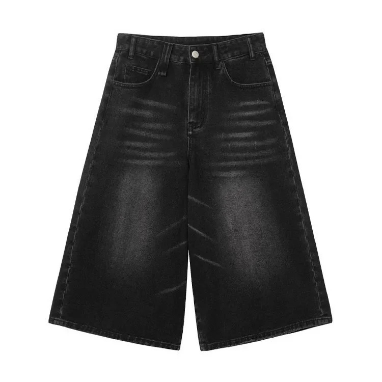 Trendy Summer Mens Denim Shorts Casual Style Seven-half Length Bell Bottoms Street Fashion American Style 250226