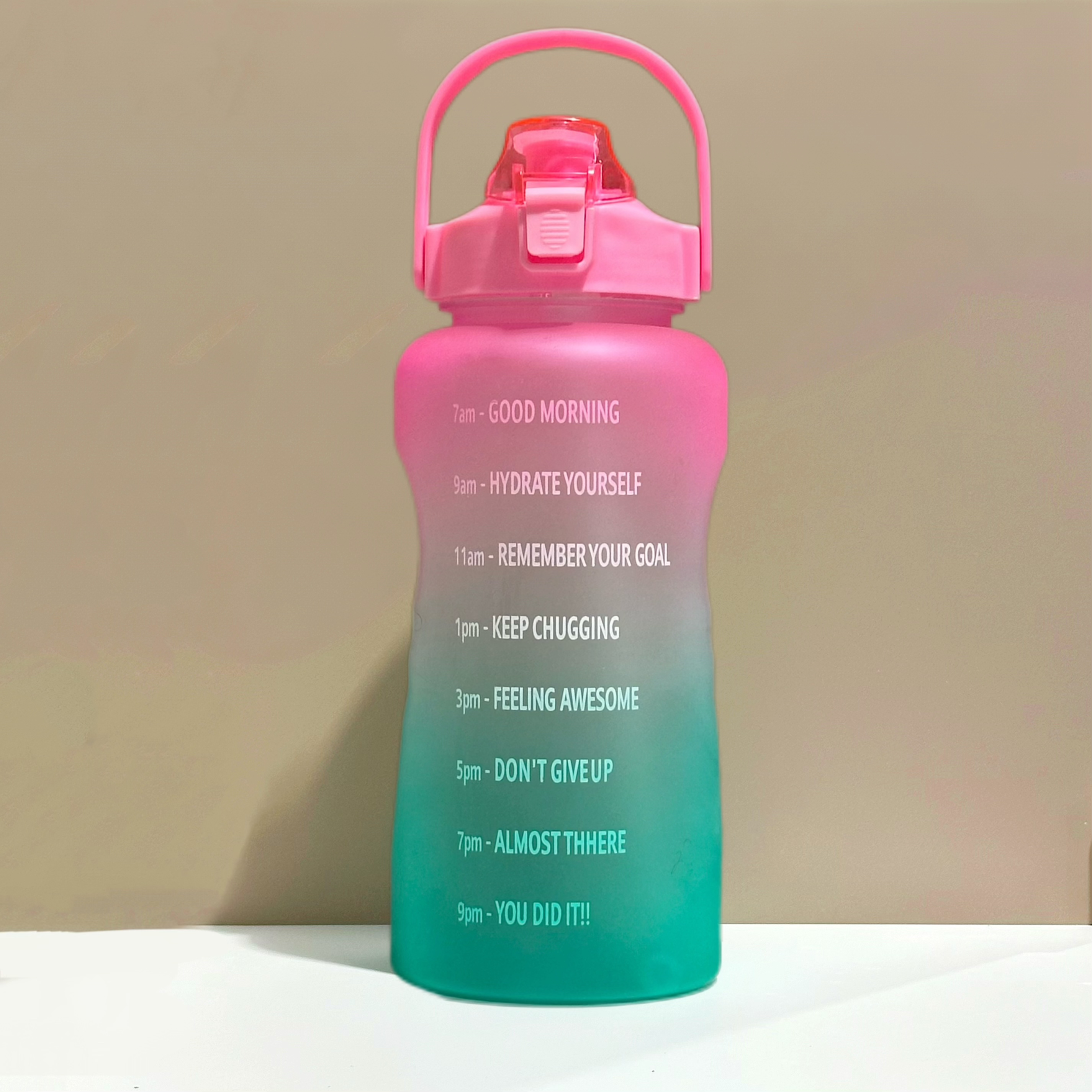 Super large capacity sports outdoor water cup fitness portable carry handle simple plastic high temperature water bottle