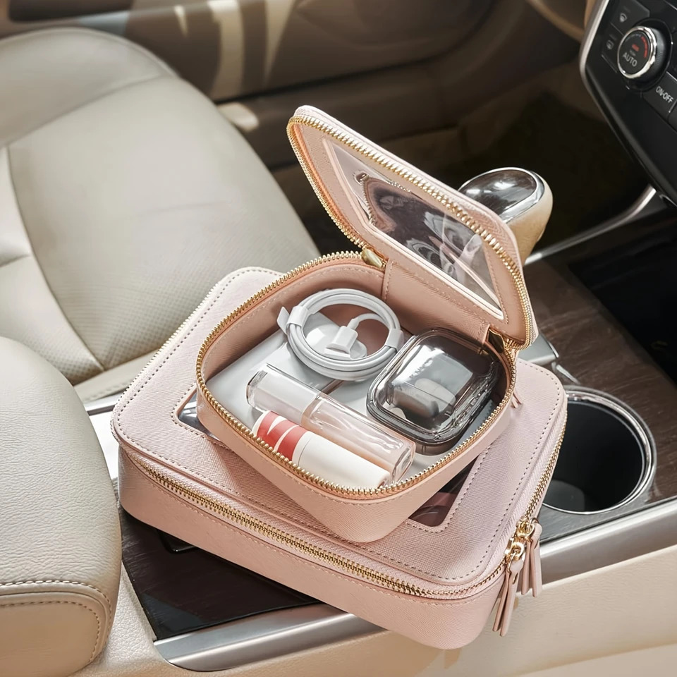 Ship from US Small Makeup Bag For Purse Mini Cosmetic Clear Square Pouch School Cute Leather Make Up Case Travel Organizer Backpa 250227FBB