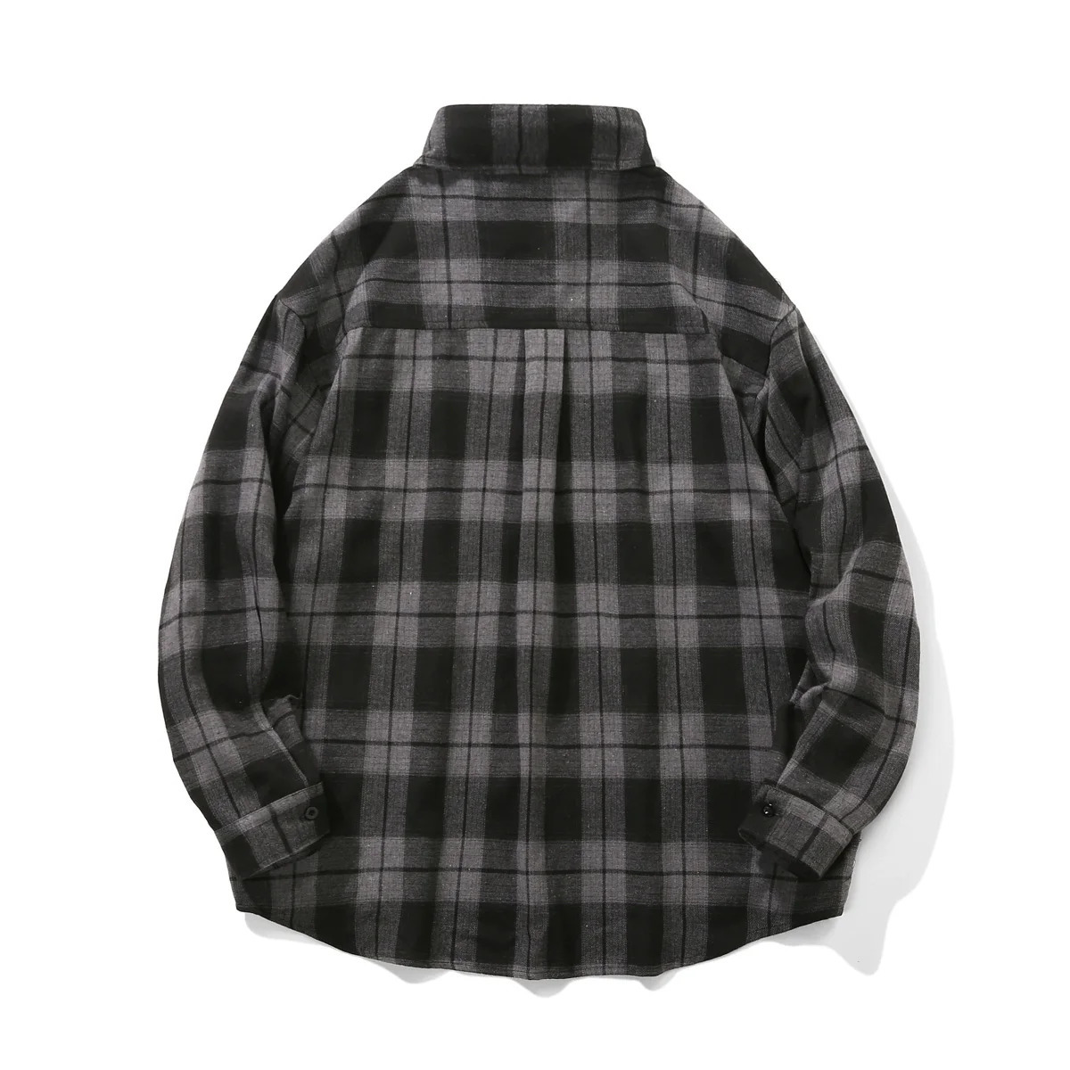 Vintage Mens Plaid Shirt Oversized Outer Top Clothes Casual Long Sleeve Checked Overshirt Single Pocket Buttons Blouse Male 250226