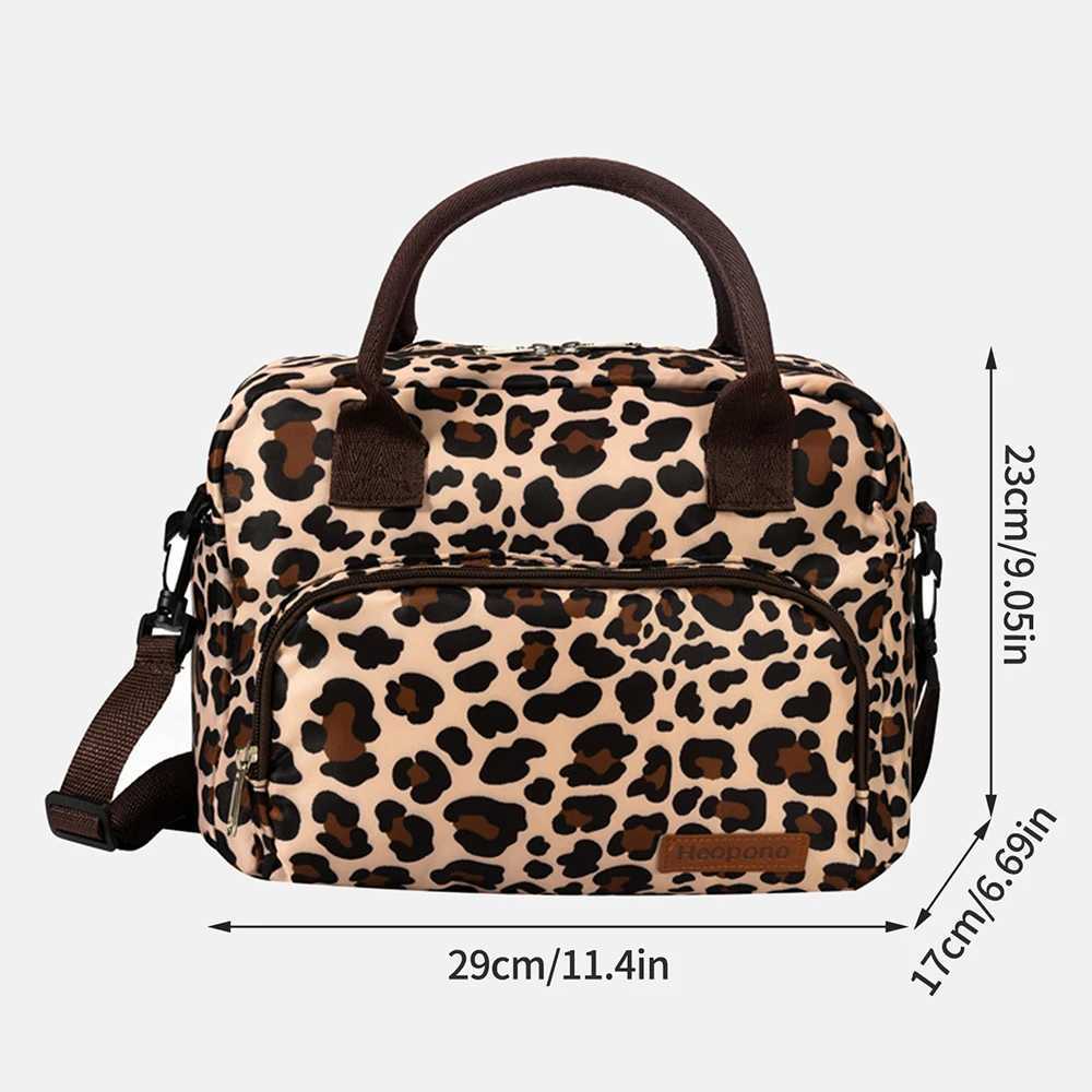 Diaper Bags Large capacity leopard print Oxford cloth crossbody lunch bag American modern minimalist hand-held mommy ice pack Y2502279JA3