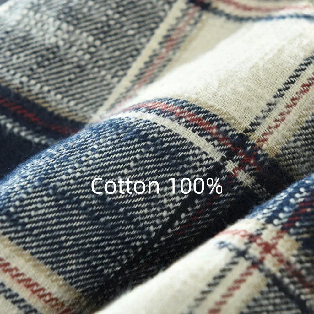 Autumn mens check shirt cotton long sleeve clothing fashion soft casual shirts for men loose plaid Young tops 250226