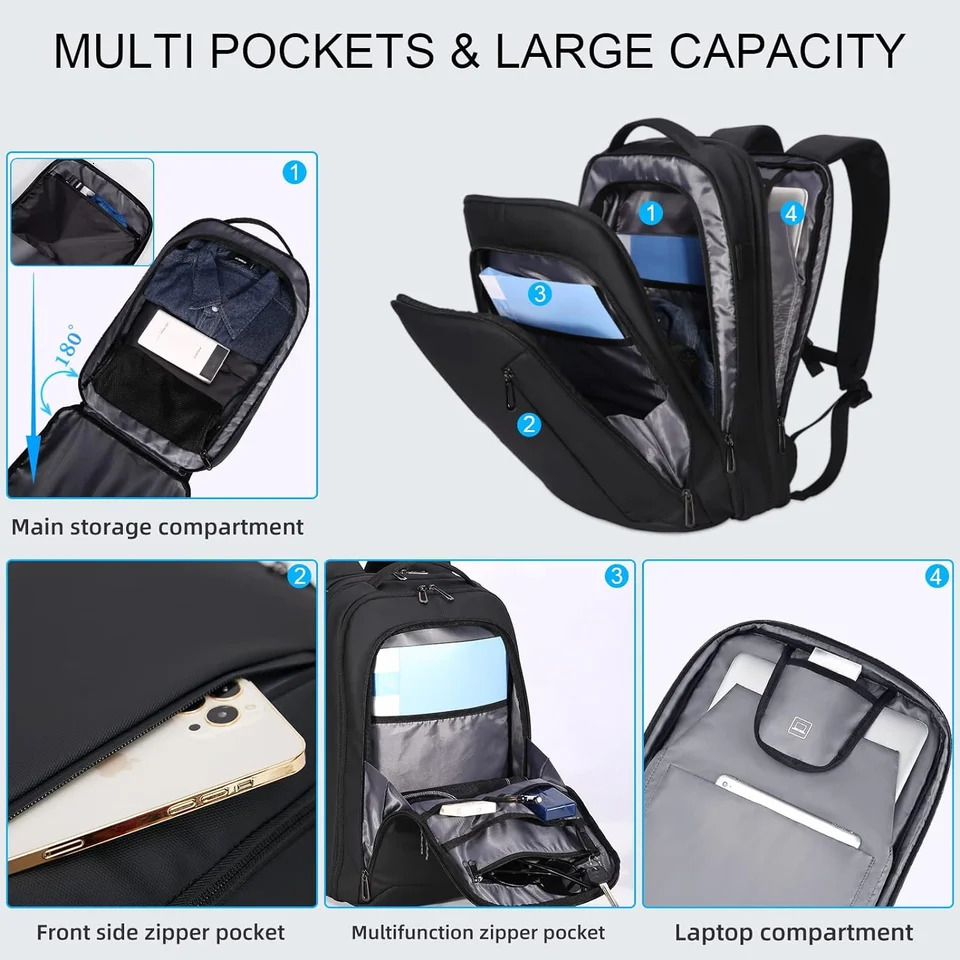 Ship from US FENRUIEN Mens Business Laptop Backpack 156inch Expandable with USB Port Waterproof for Weekends to Carry You WorkUniversity 250227FBB