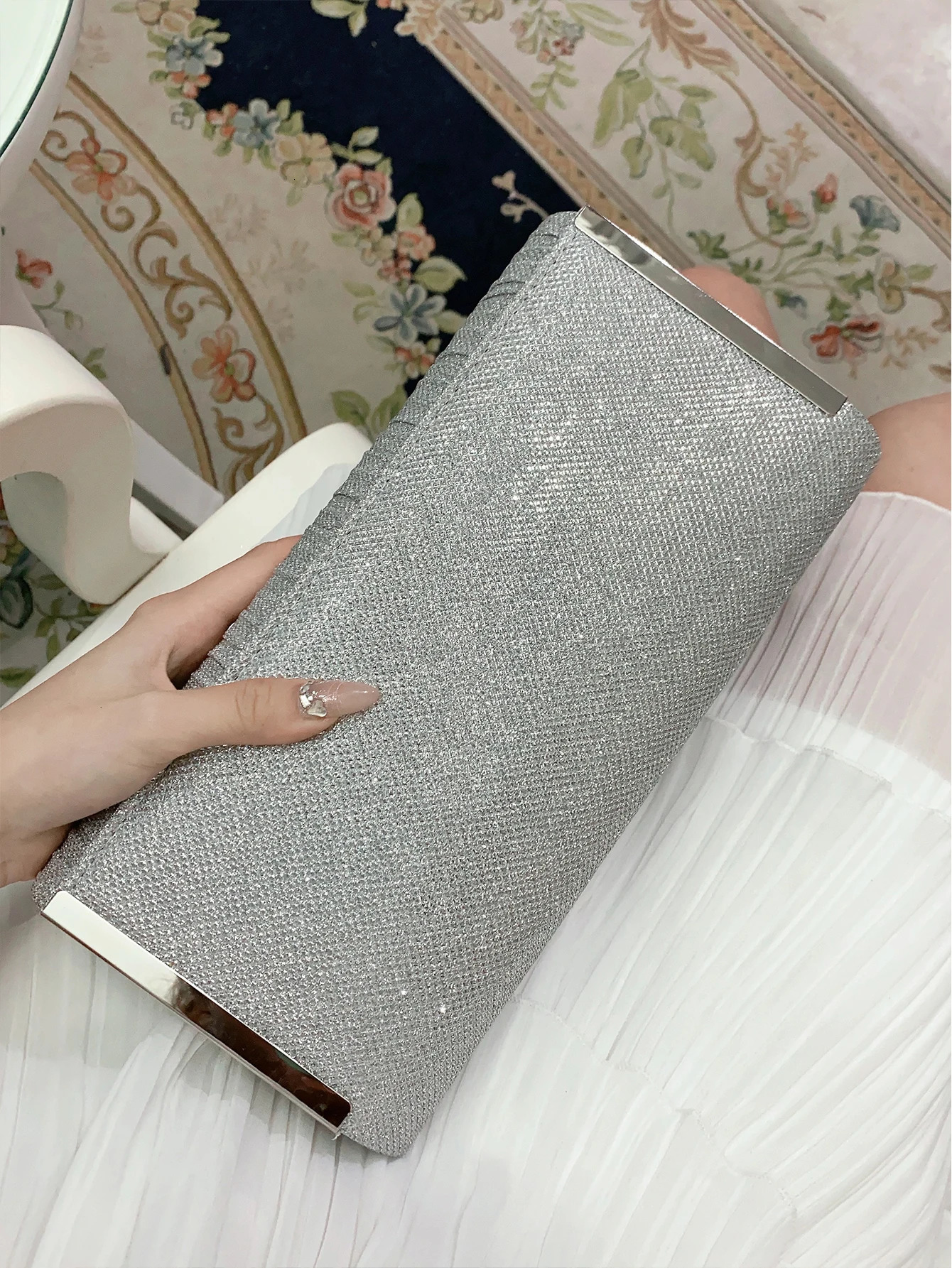 Pleated Dinner Handbag Prom and Party Womens Fashion Shoulder Bag Elegant Wallet Shiny Sequin Envelope 250226