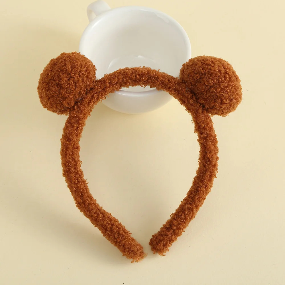 10pcs/Lot 15mm Sweet Wool Hairbands Winter Warm Hair Accessories Baby Girls Mini Mouse Plastic Headbands 4 Colors 250227
