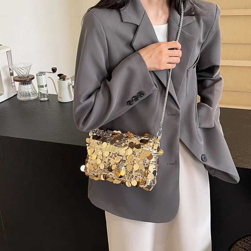 New Arrival Gold sequin party wallet Eevning bag for womens summer fAshion mini bag for womens Retro ten font phone bag T250227
