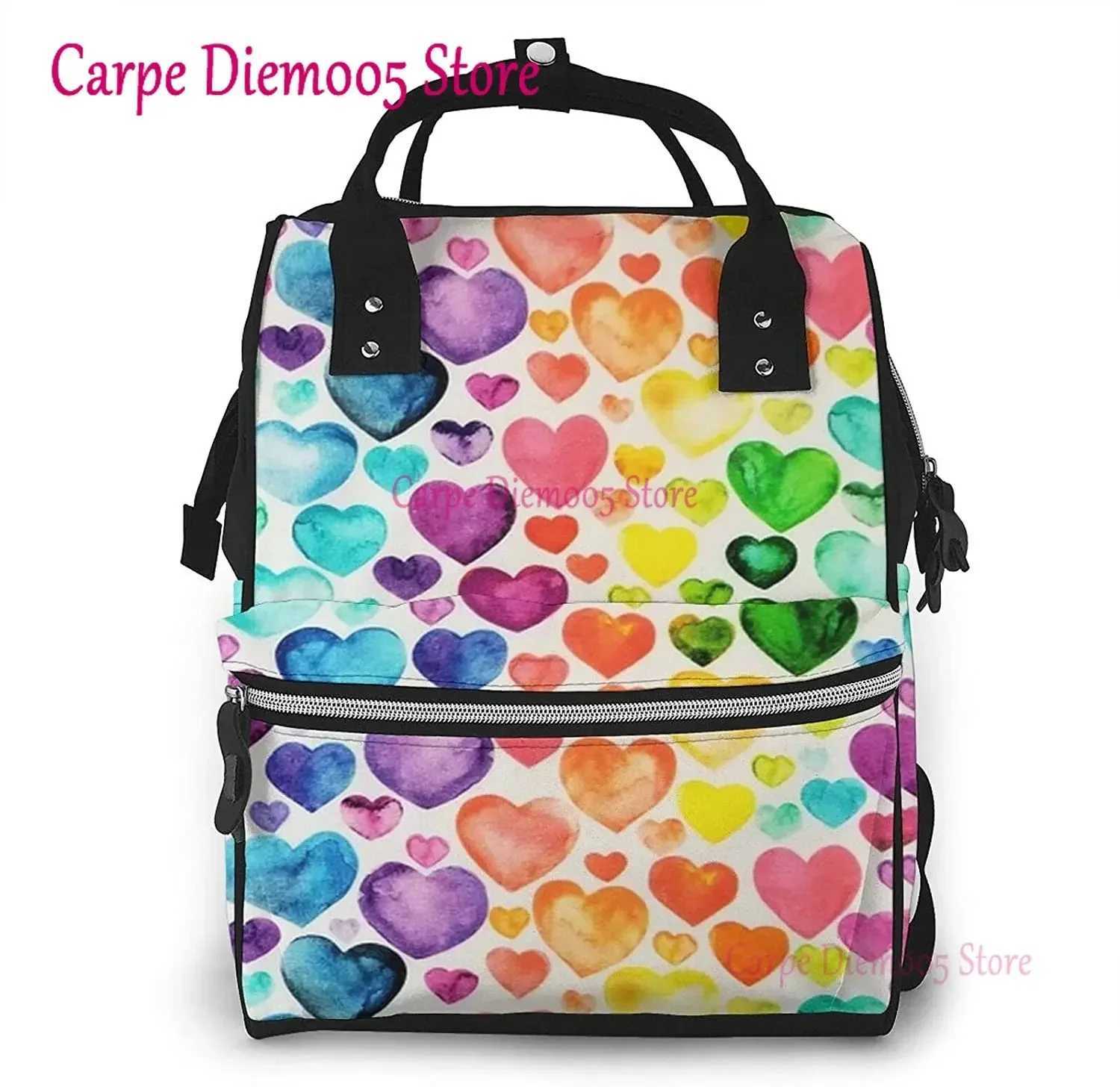 Diaper Bags Hearts Printed Mummy Backpack Diaper Bag Multi-Function Maternity Nappy BagsKid Bag with Laptop PocketStroller Straps Y250227MDL7