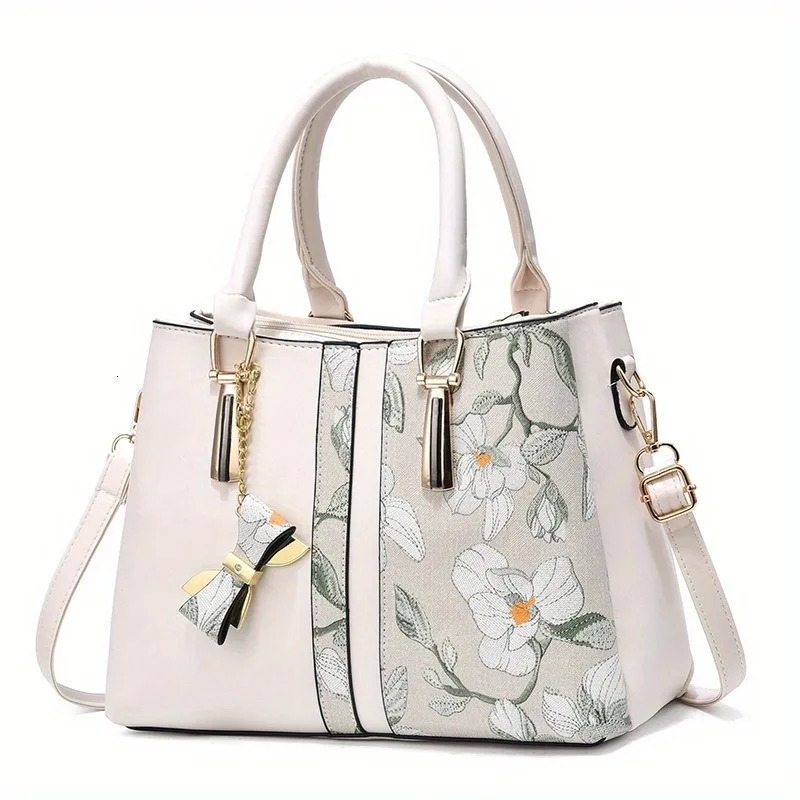 Ship from US Elegant embroidery 2way handbag womens cross shaped bag highend synthetic leather top handle wallet 250227FBB