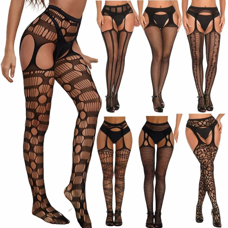 Women Sexy Lingerie Body Stocking Elasticity Soft Thigh High Stockings Suspender Garter Belt Over Knee Sexy Pantyhose 250227