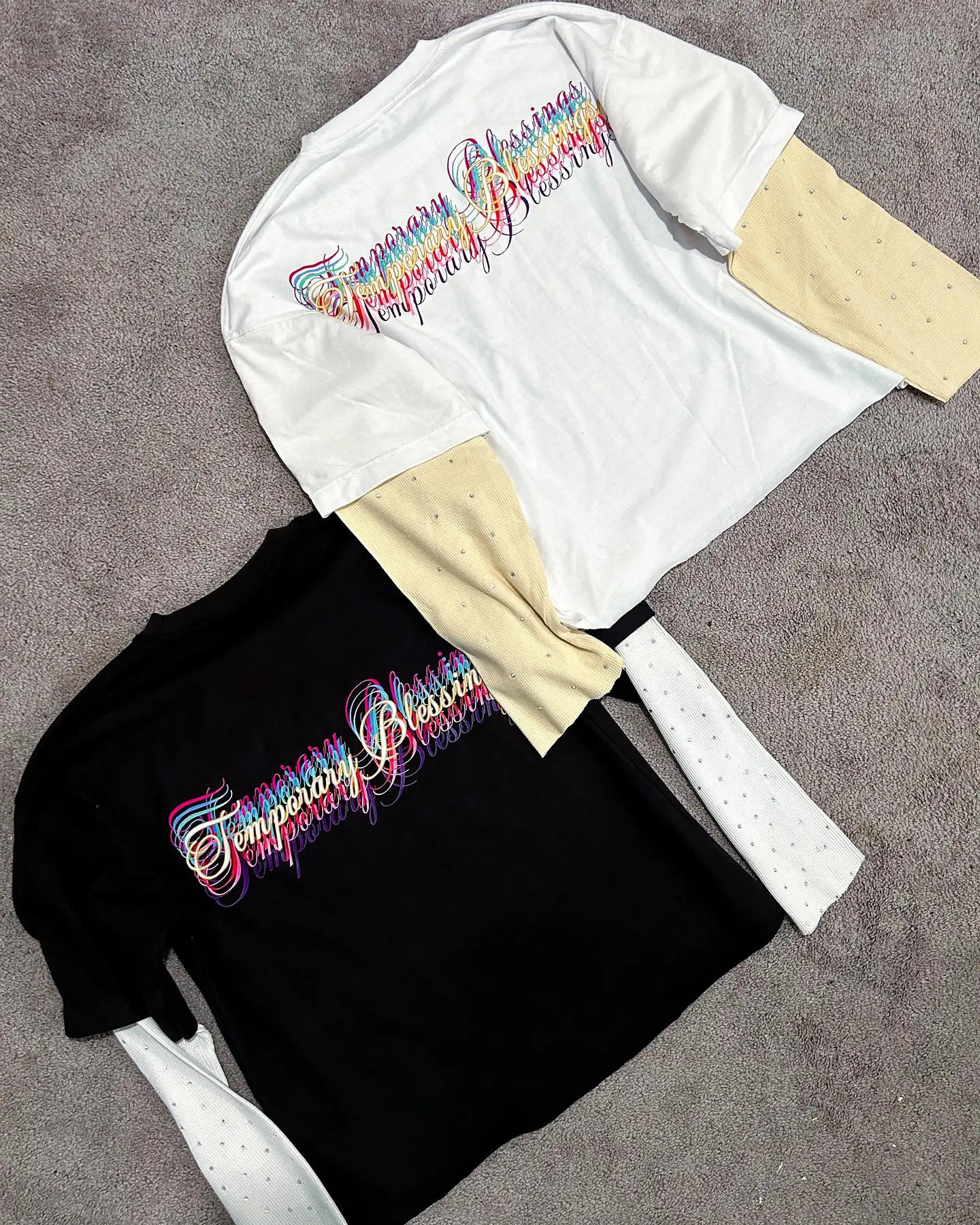 Y2k Two Piece Mens T Shirt Spring Letter Printed Cotton Top American Fashion Loose Base Men and Women Same Style 250226