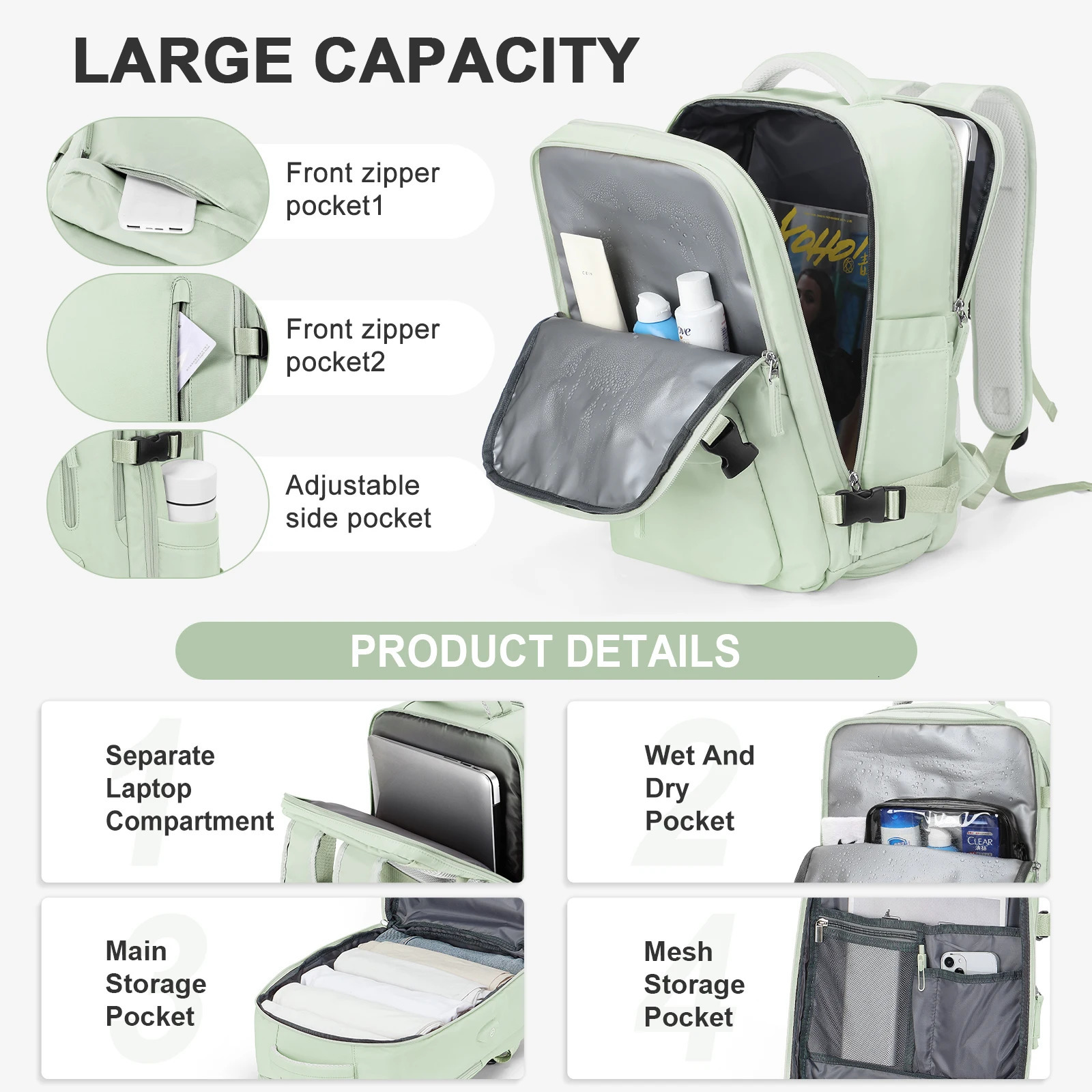 Ship from US Lightweight Travel Backpack For Women MenCarry On BackpackBackpack for College EssentialsCasual Daypack Laptop Bag 250227FBB