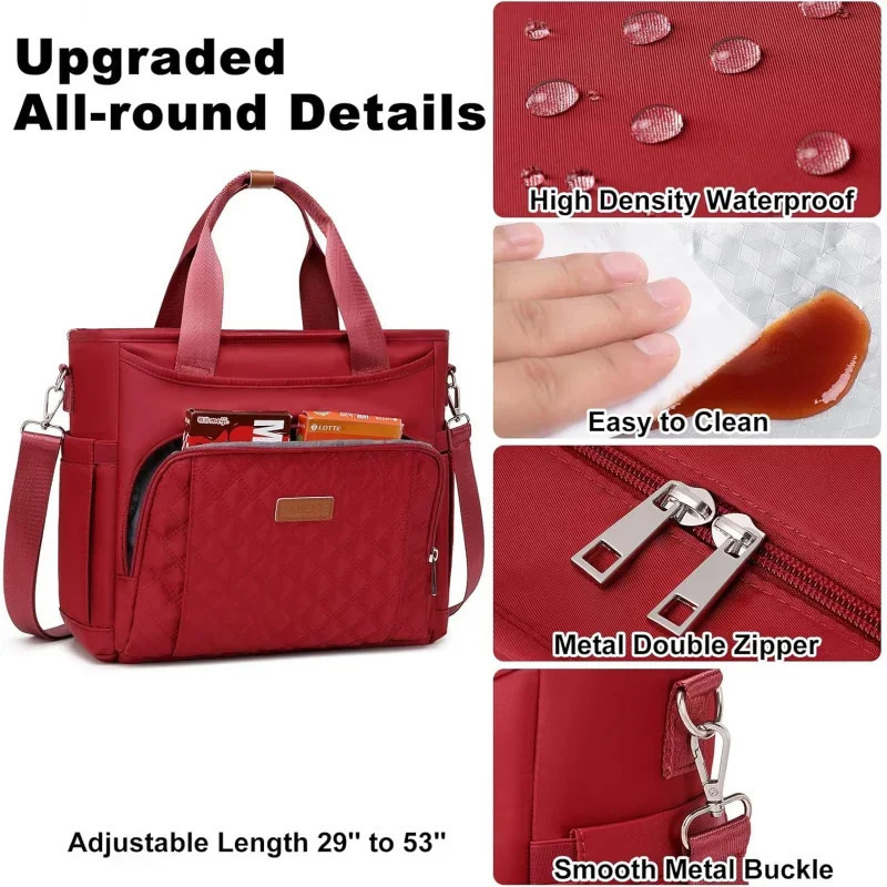 Ship from US Insulated lunch bag for women box type handbag work large leak proof cooler with detachable strap reusable adults 250227FBB