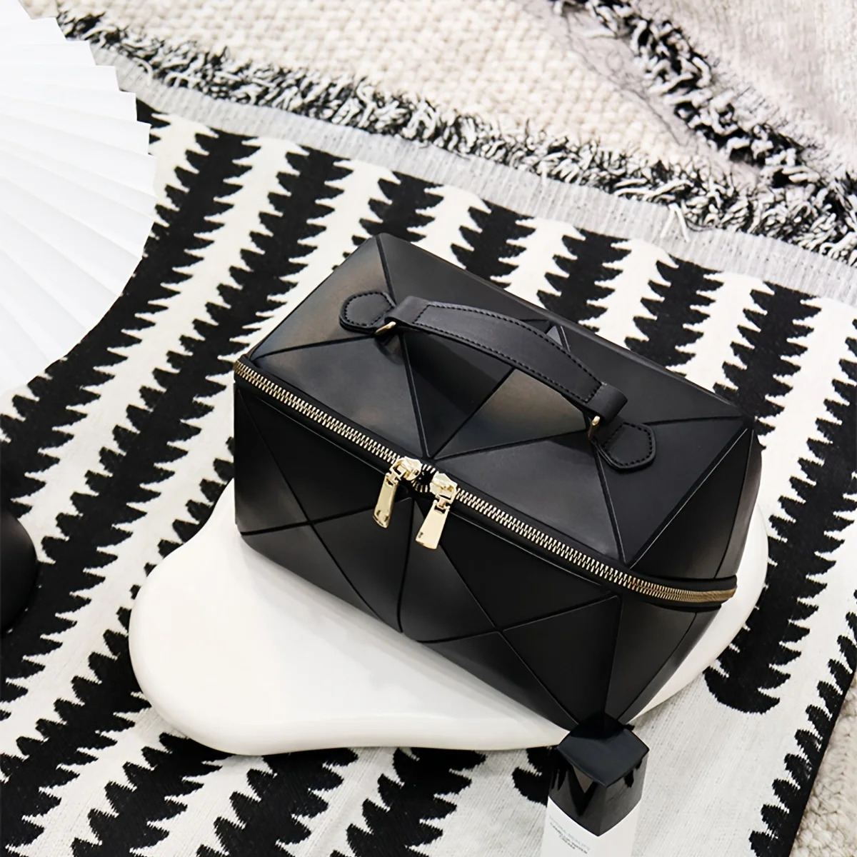 Ship from US Large capacity portable makeup bag foldable pillow n travel PU unisex adult waterproof oilfree accordion 250227FBB