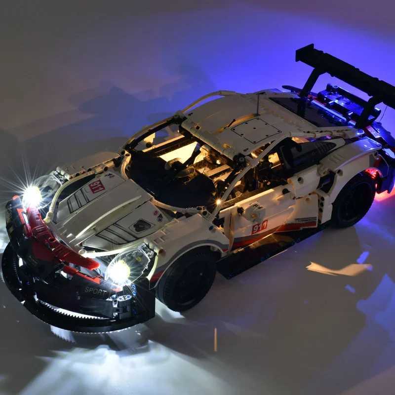 Light Remote Control Car, 1:12 Scale Electric Building Block Race Car Lights, 1580+ PCS DIY Assembly Model Kit, Compatible with Mor Brands, Ideal Gift