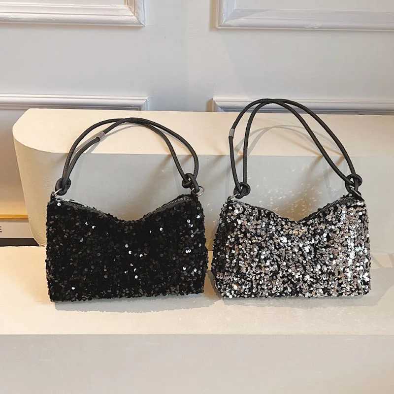 New Arrival Spring New Womens Handbag Fashion Casual Shoulder Bag Shining Glitter Silver Black Handbag Simple Fashion Shopping Bag T250227