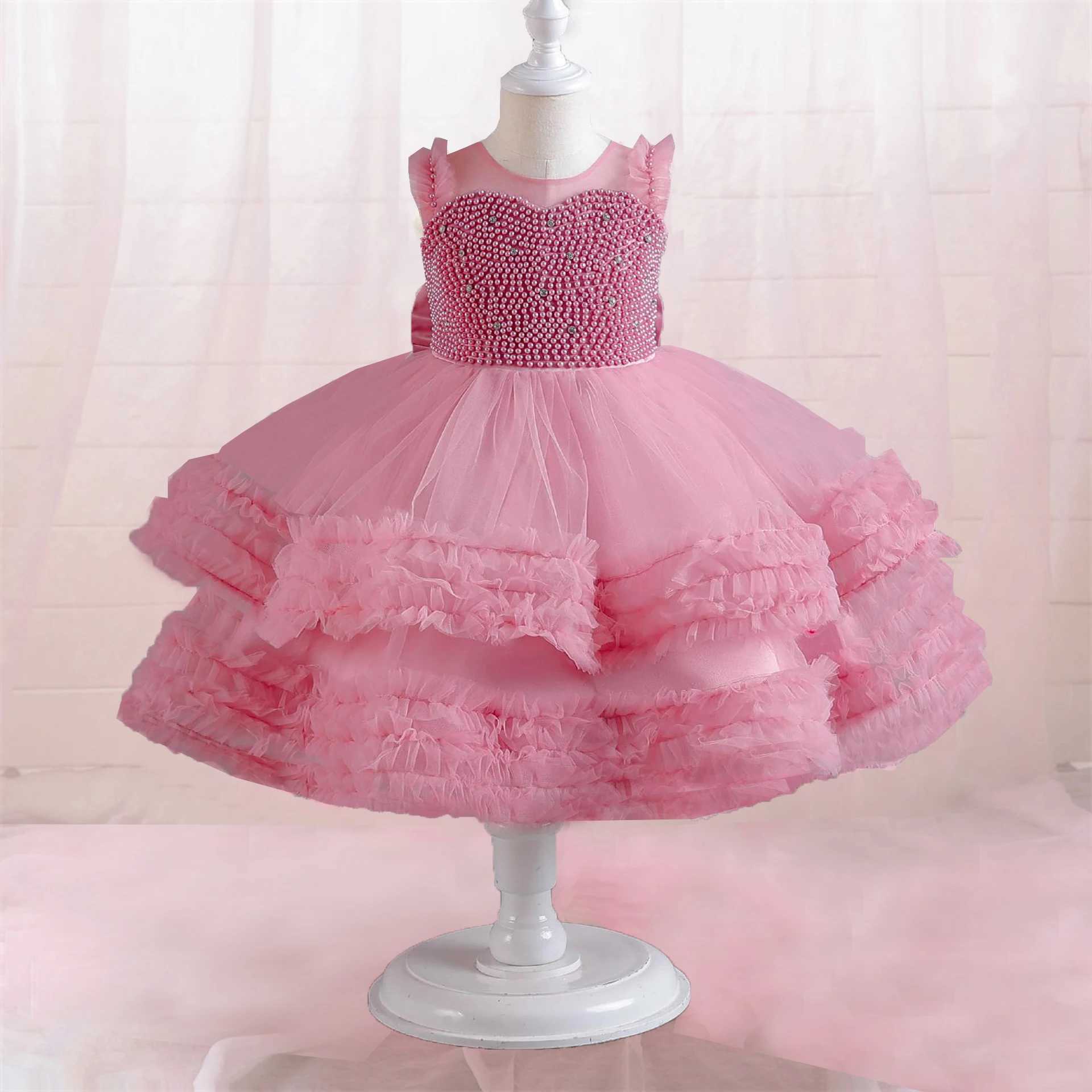Girl's Dresses Shiny Toddler Little Girls Beaded Ruffled Wedding Flower Girl Birthday Party Pageant Dance Party Gown Y22020 Y2502273F8V