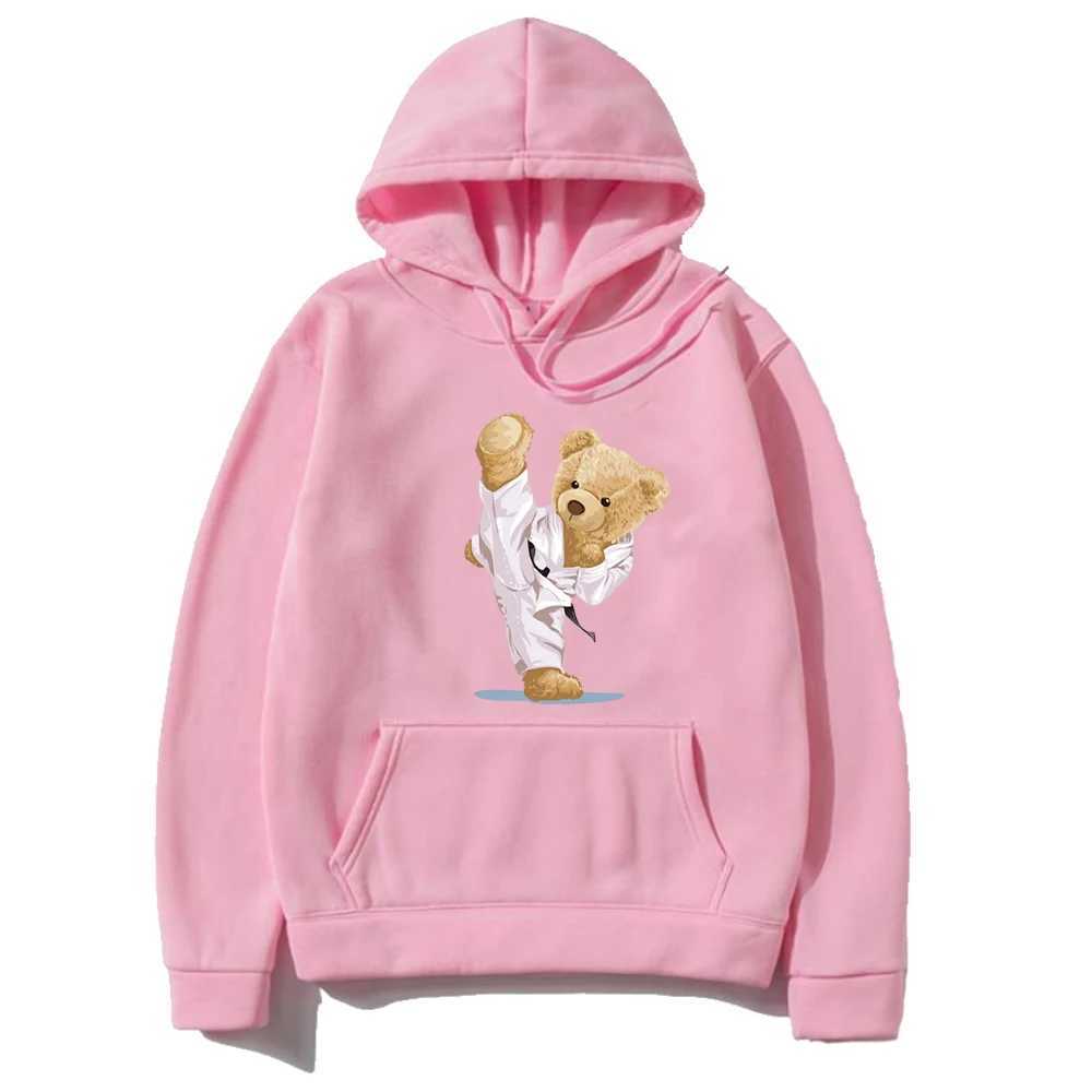 Bear Print Hoodie Wine Red Casual Long Slve Hoodie Mens Outdoor Sportswear L25101834RQ