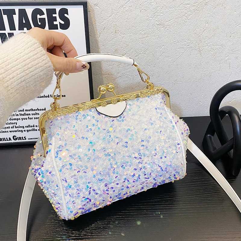 New Arrival Satin retro womens evening bag metal flower luxury diamond clutch black pink rhinestone chain wedding shoulder bag T250227