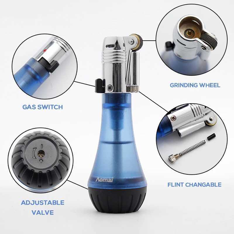 Floating Flame Lighter Creative Ghost Fire Unusual Lighters Refillable Butane Nylon Visible Gas Window Gift for Friends W250227
