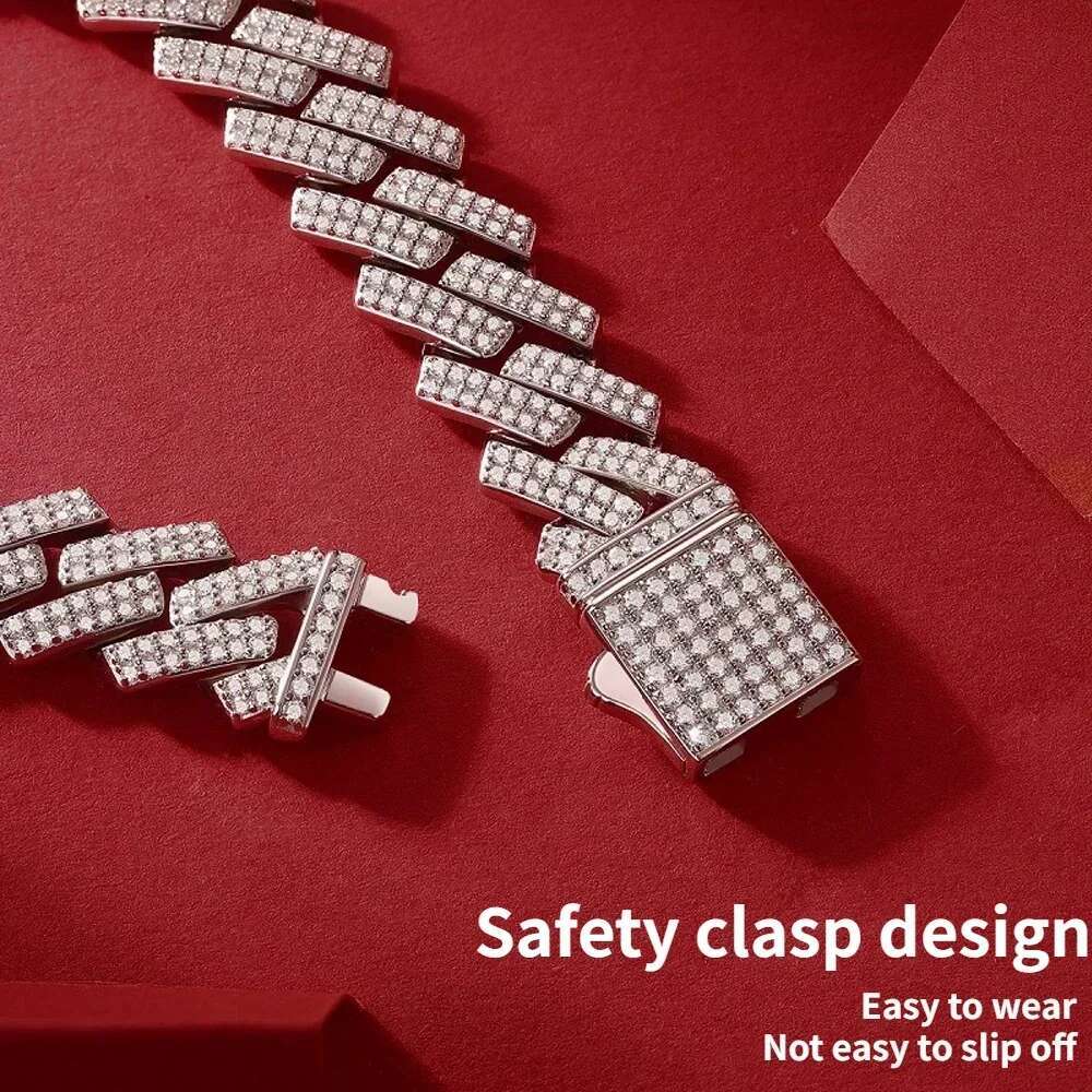 14mm Full Moissanite k Necklace Bracelet GRA Certified 100% Sterg Sier Hip Hop Cuban Jewelry for Men Women