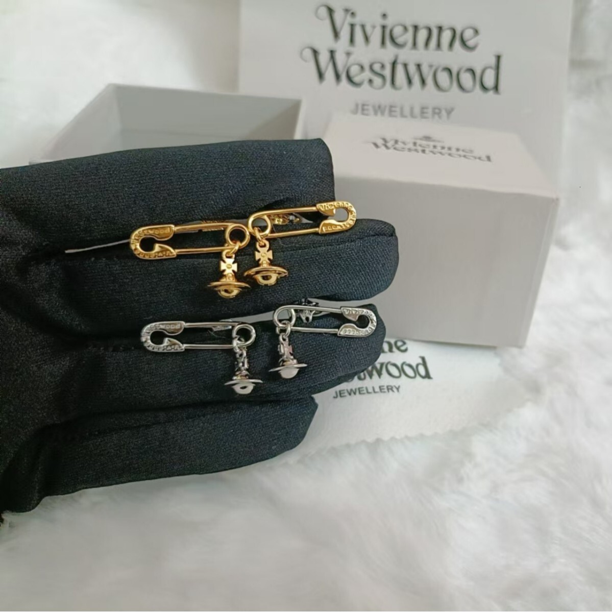 Designer Empress Dowager Saturn Pin Earnail Womens Luxury Light Luxury Niche 2025 New Paper Clip Necklace Bracelet Set