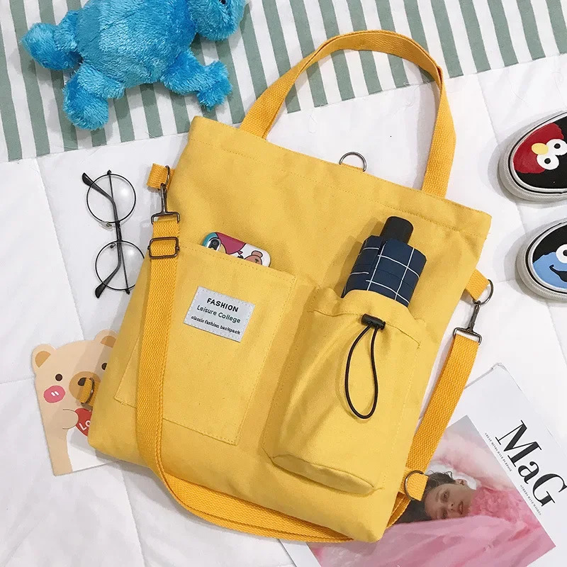 Ship from US Square Canvas Bag Lady With One Shoulder Slung Fashion Large Capicity Suitable campus For Travel Camping Outing 250227FBB