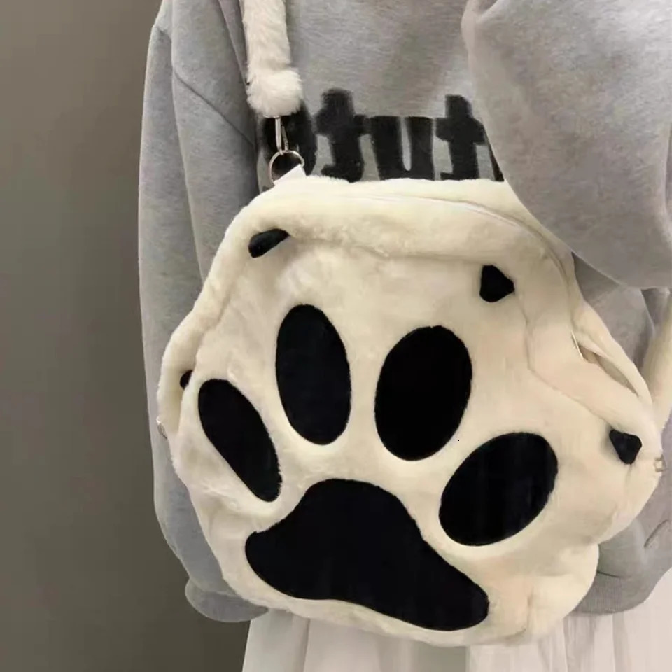 Ship from US Chic Cat Paw Backpack with Removable Strap Secure Zip Cotton Material Adorable n! 250227FBB