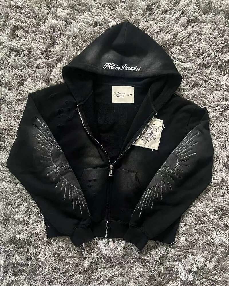 Autumn And Winter New Fashion Letter Embroidery Patch Zipper Women Y2K Haruku Retro Gothic Casual Joker Sports Sweater
