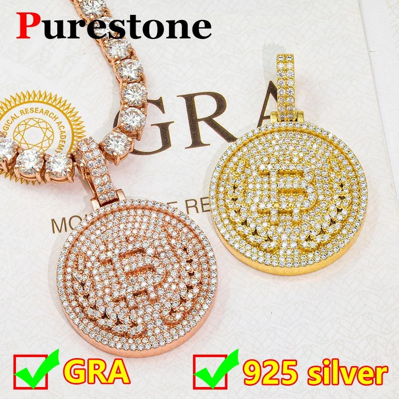 Bitcoin Pendant Hip hop Pendant Original 925 Sterling Silver Diamond Pendant for Women Men With GRA 250227