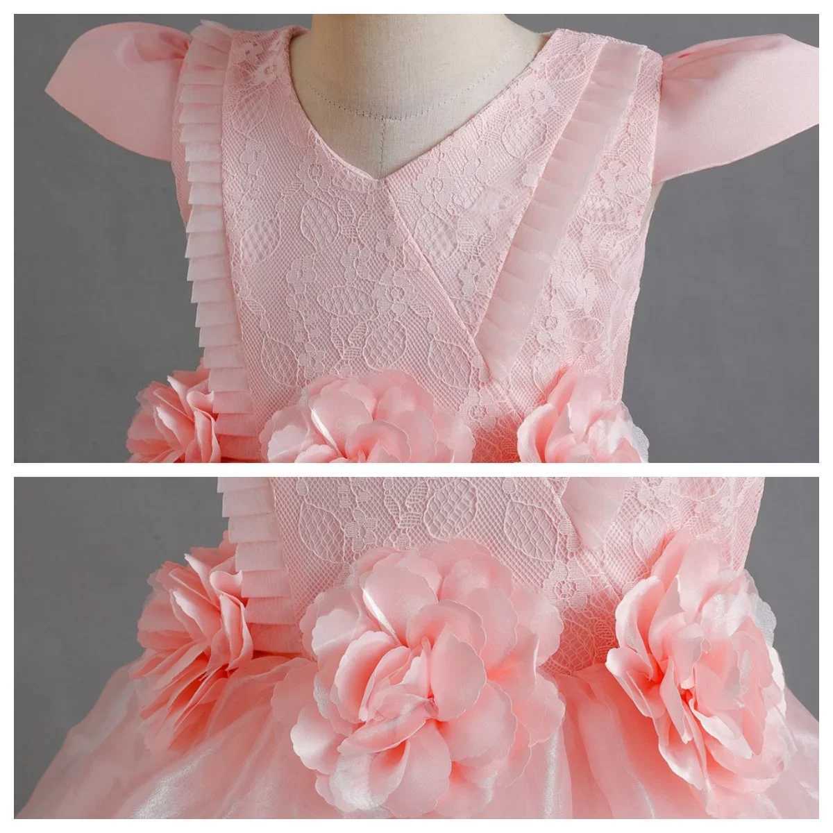 Girls Dresses 2024 elegant and luxurious birthday baby princess dress for girls childrens party holiday dress for children aged 5 to 8 10 and 12 pink 
