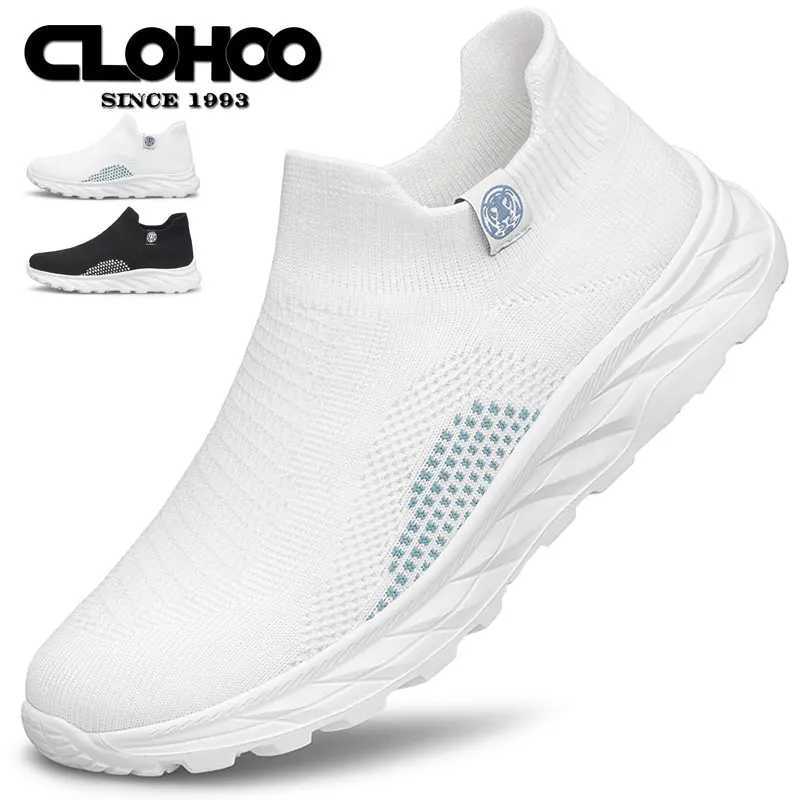 CLOHOO Mens Running Shoes Thin Mesh Breathable Slip-On Sports Sneakers Casual One-Step Socks Design for Comfort Z250227