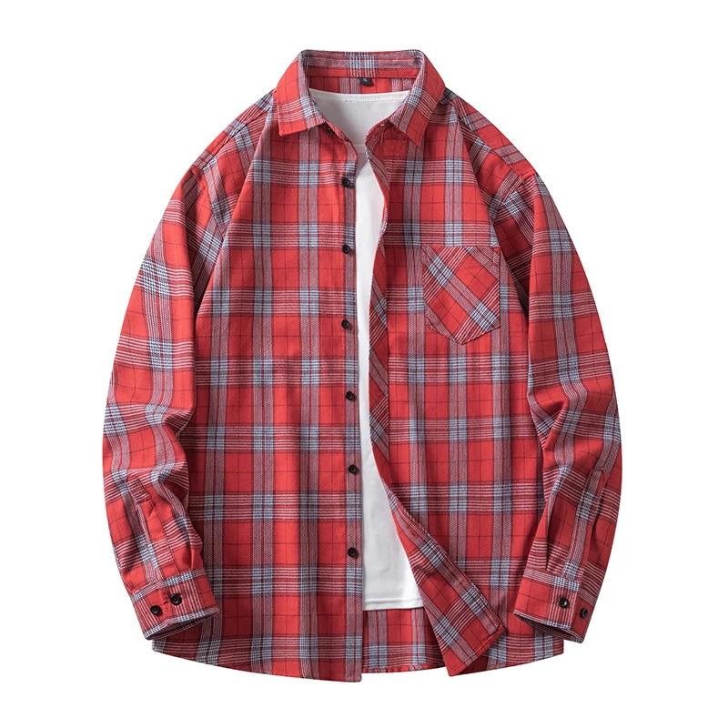 Flannel Mens Checkered Shirts Long Sleeve Soft Plaid Shirt for Men Leisure Classical Vintage Comfortable Man Clothing 250226