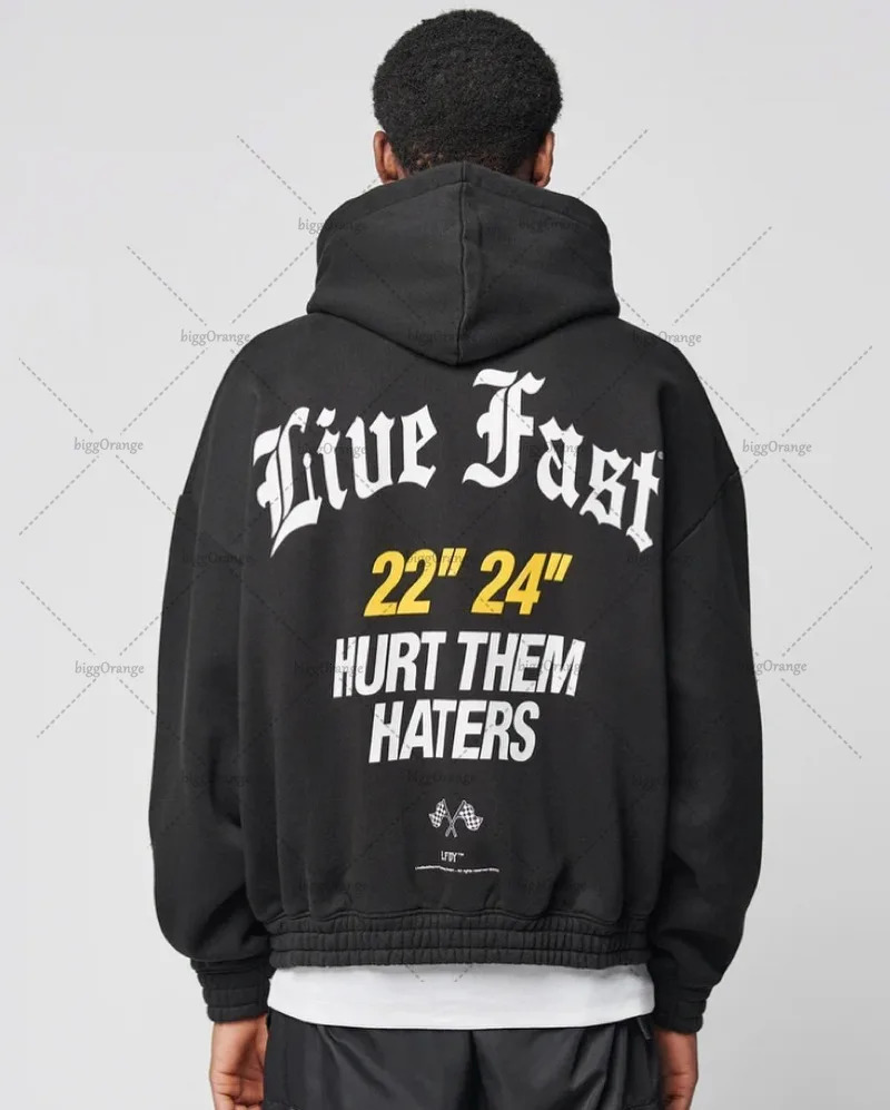 High Street Hip Hop Punk Rock Casual Loose Zipper Hoodie Men Retro Harajuku Y2K Fashion Versatile Oversized Sweatshirt Women 250227