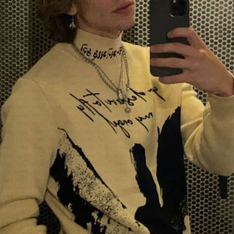 Fall/Winter Harajuku New Casual and Comfortable Cartoon Jacquard Sweater Women's Long Sleeve High Collar Top