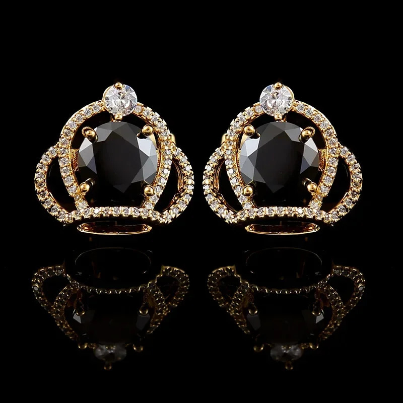 Crown Zircon Cufflinks for Mens French Button Shirt Suit Cuff Links High Quality Wedding Jewelry Clothing Accessories 250227